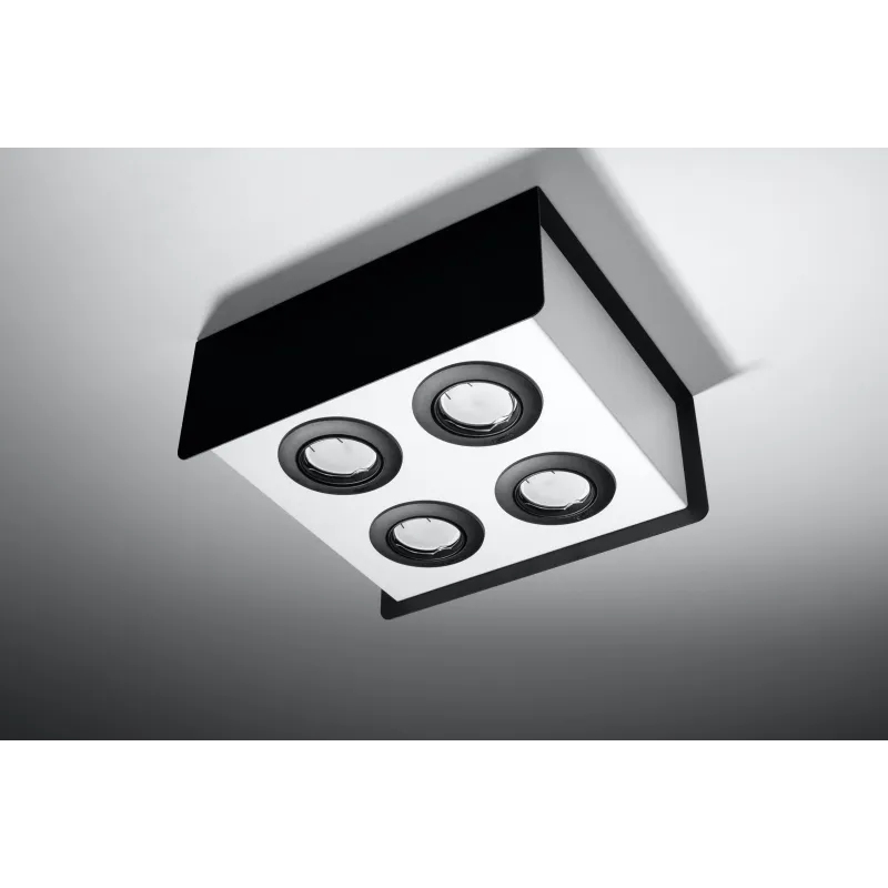 Plafonnier STEREO 4, acier noir/blanc, GU10 - Pas cher