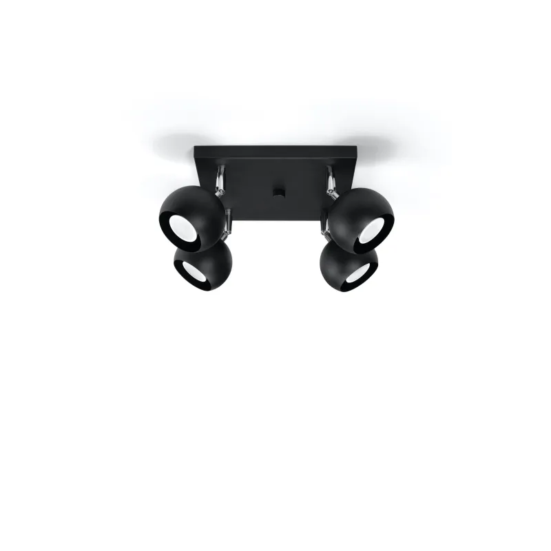 Plafonnier OCULARE 4, acier noir, GU10 - Pas cher