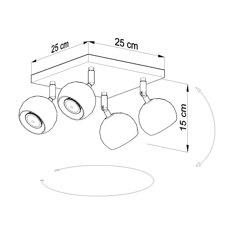 Plafonnier OCULARE 4, acier noir, GU10 - Pas cher