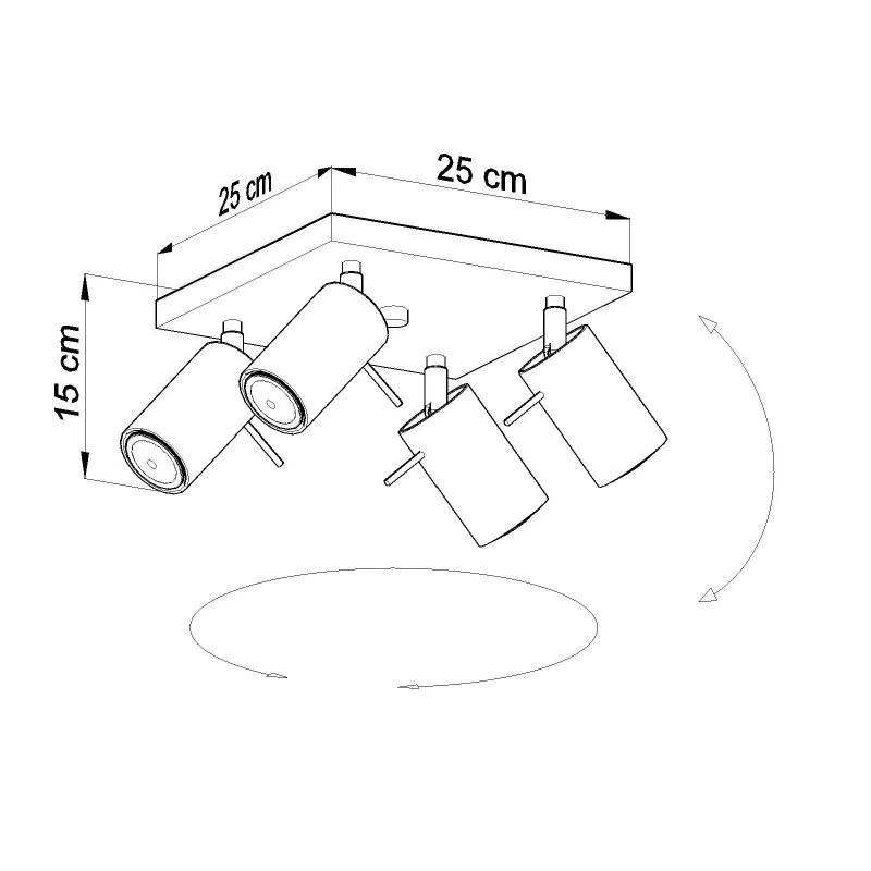 Plafonnier RING 4, acier gris, GU10 - Pas cher