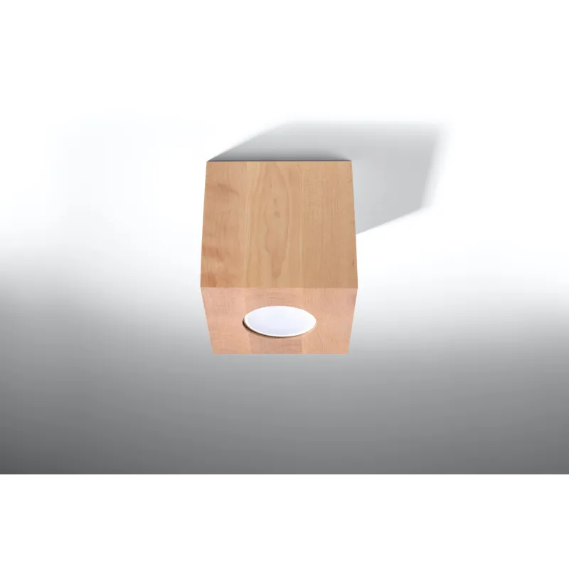 Plafonnier QUAD bois naturel, GU10 - Pas cher