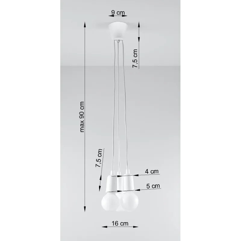 Suspension DIEGO 3, PVC blanc, E27 - Pas cher