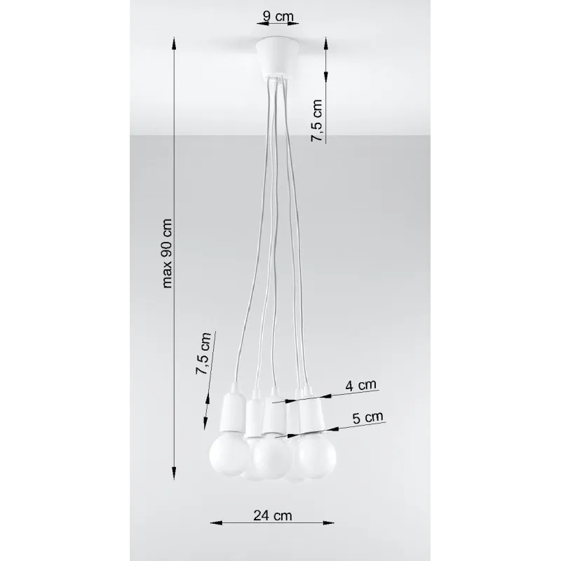 Suspension DIEGO 5, PVC blanc, E27 - Pas cher