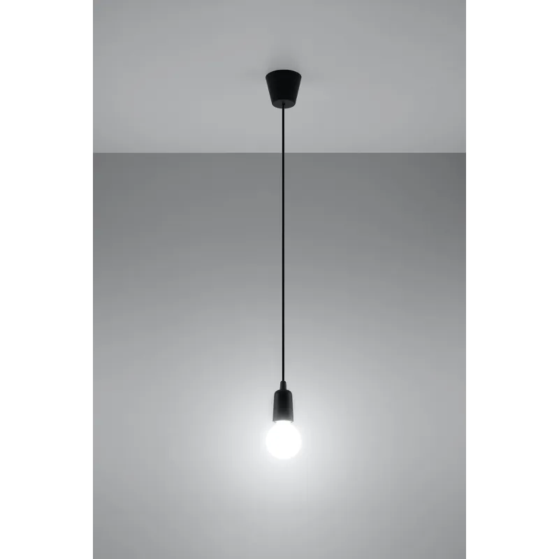 Suspension DIEGO 1, PVC noir, E27 - Pas cher