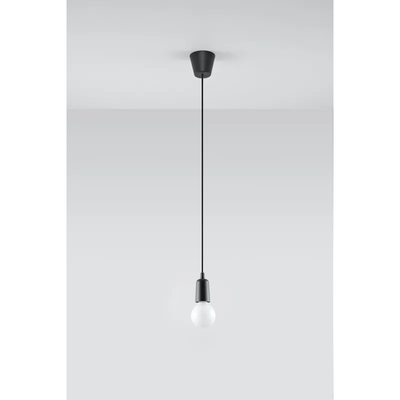 Suspension DIEGO 1, PVC noir, E27 - Pas cher
