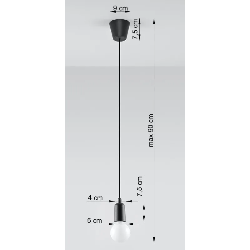 Suspension DIEGO 1, PVC noir, E27 - Pas cher
