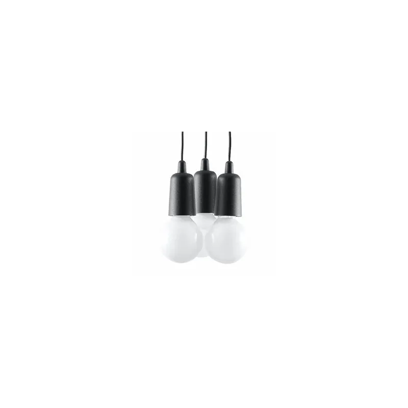 Suspension DIEGO 3, PVC noir, E27 - Pas cher