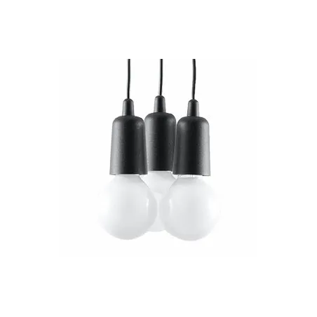 Suspension DIEGO 3, PVC noir, E27 - Pas cher