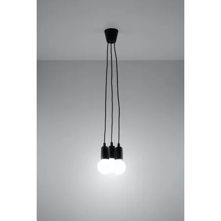 Suspension DIEGO 3, PVC noir, E27 - Pas cher