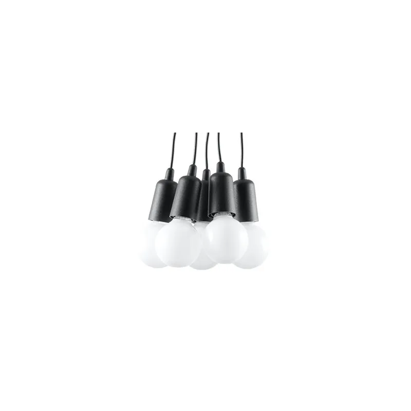 Suspension DIEGO 5, PVC noir, E27 - Pas cher