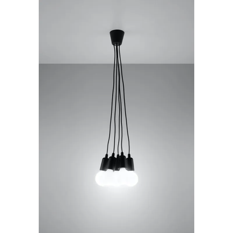 Suspension DIEGO 5, PVC noir, E27 - Pas cher