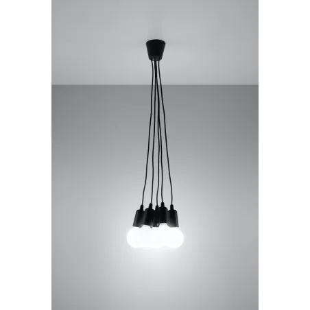 Suspension DIEGO 5, PVC noir, E27 - Pas cher
