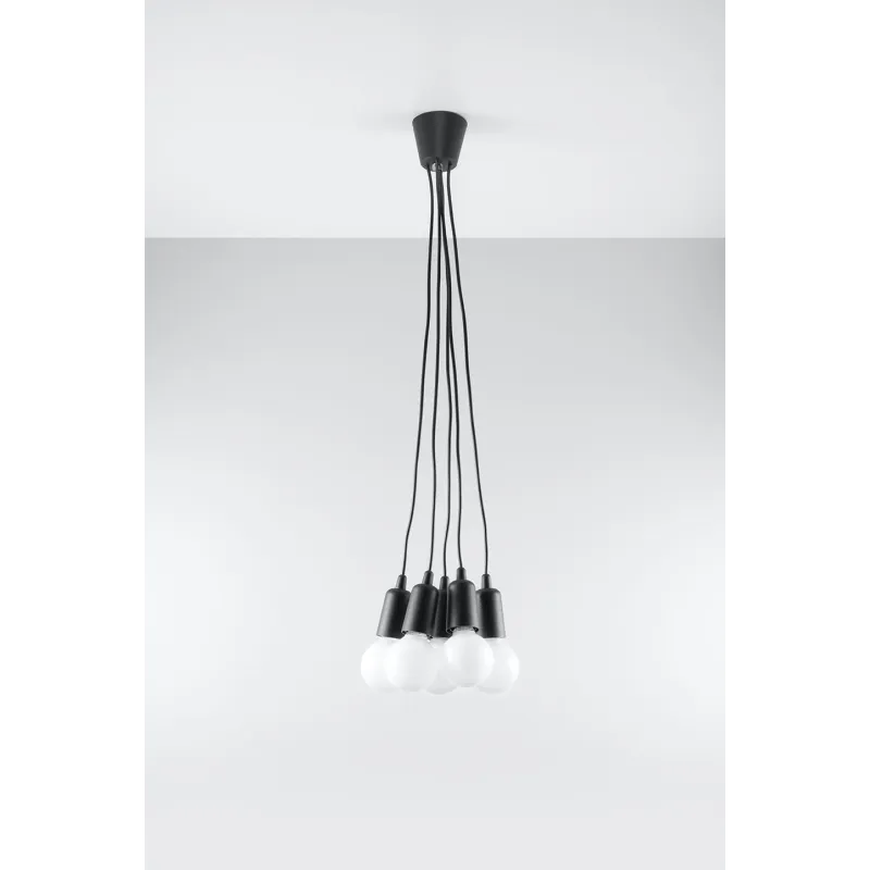 Suspension DIEGO 5, PVC noir, E27 - Pas cher