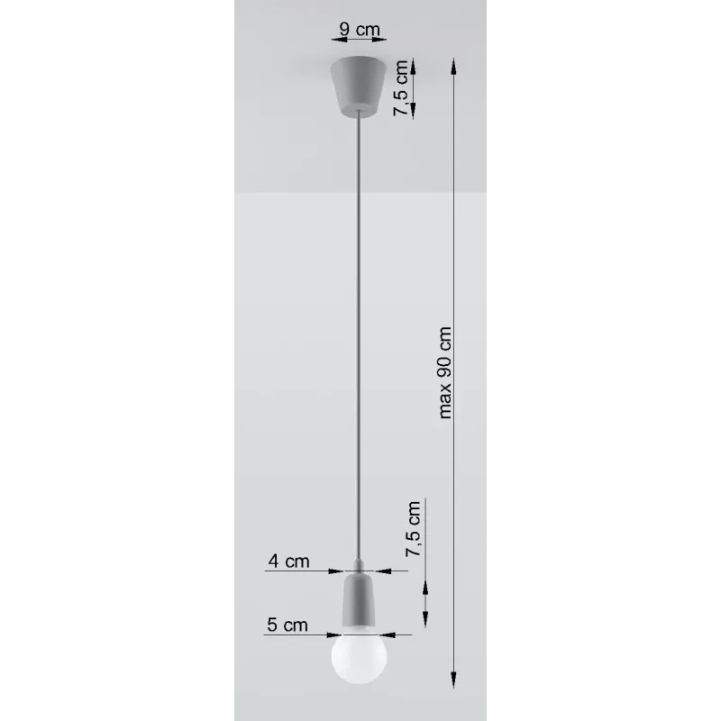 Suspension DIEGO 1, PVC gris, E27 - Pas cher