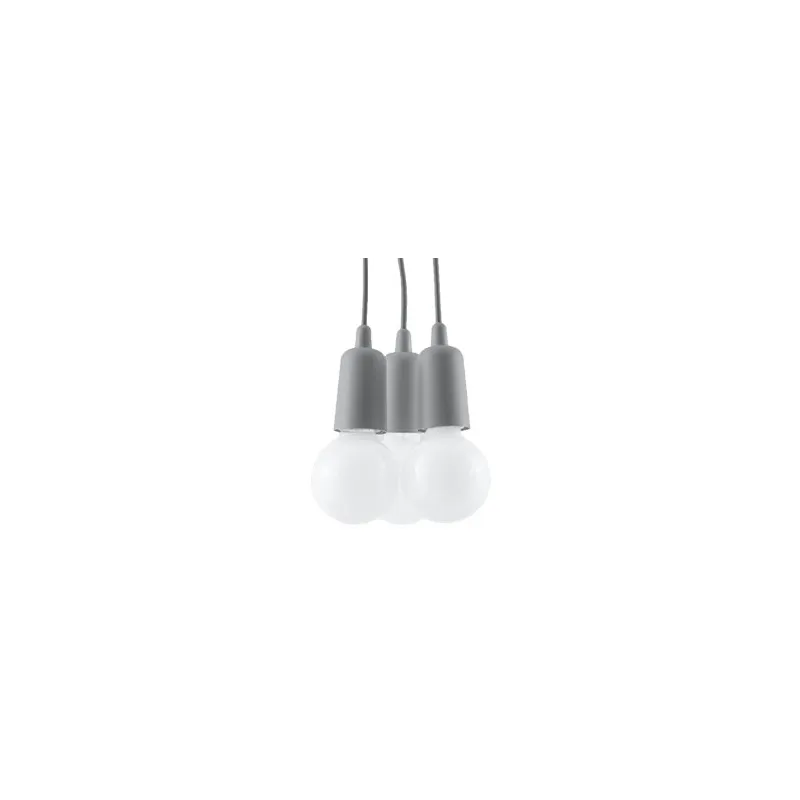 Suspension DIEGO 3, PVC gris, E27 - Pas cher