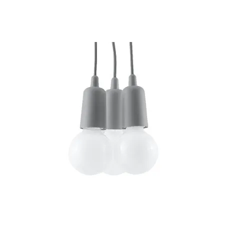Suspension DIEGO 3, PVC gris, E27 - Pas cher