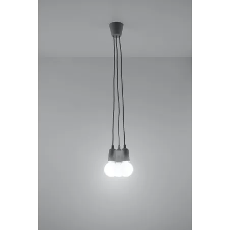 Suspension DIEGO 3, PVC gris, E27 - Pas cher
