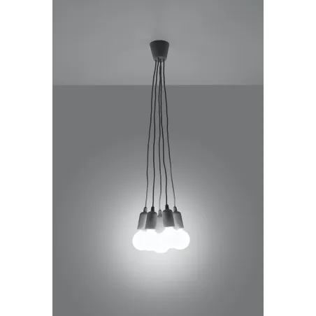 Suspension DIEGO 5, PVC gris, E27 - Pas cher