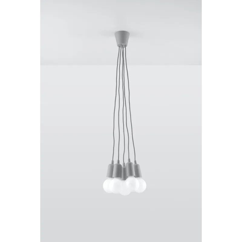 Suspension DIEGO 5, PVC gris, E27 - Pas cher