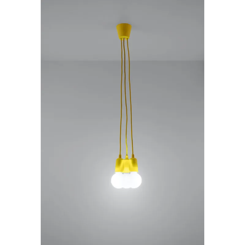 Suspension DIEGO 3, PVC jaune, E27 - Pas cher