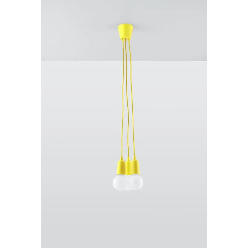 Suspension DIEGO 3, PVC jaune, E27 - Pas cher