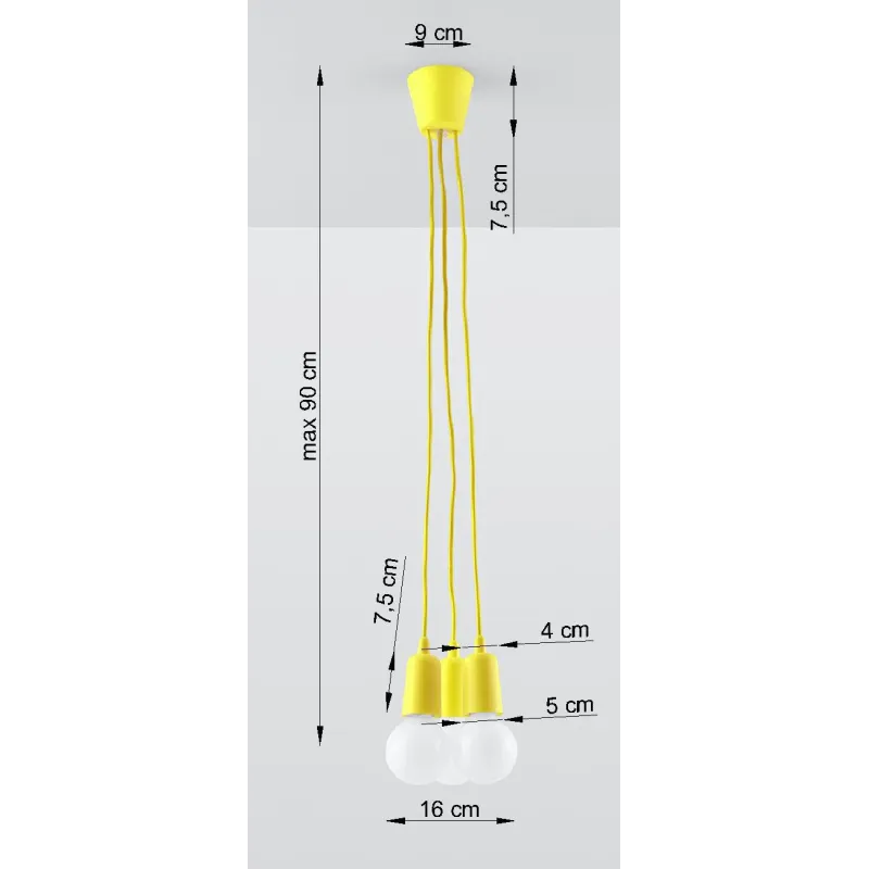 Suspension DIEGO 3, PVC jaune, E27 - Pas cher