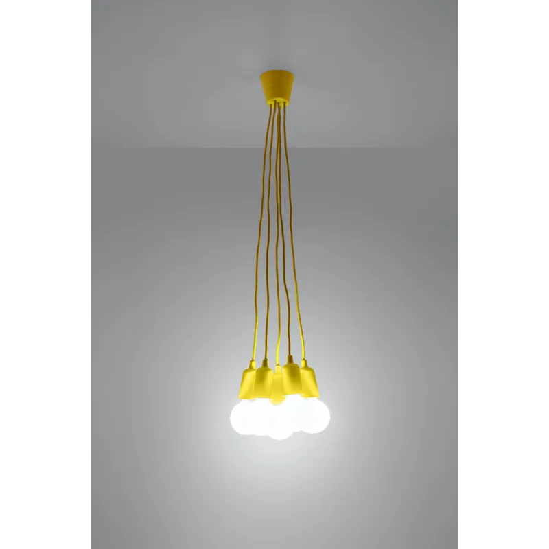 Suspension DIEGO 5, PVC jaune, E27 - Pas cher