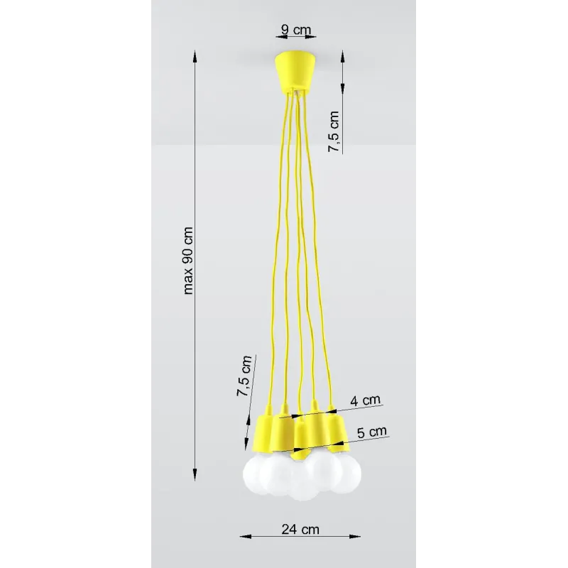 Suspension DIEGO 5, PVC jaune, E27 - Pas cher