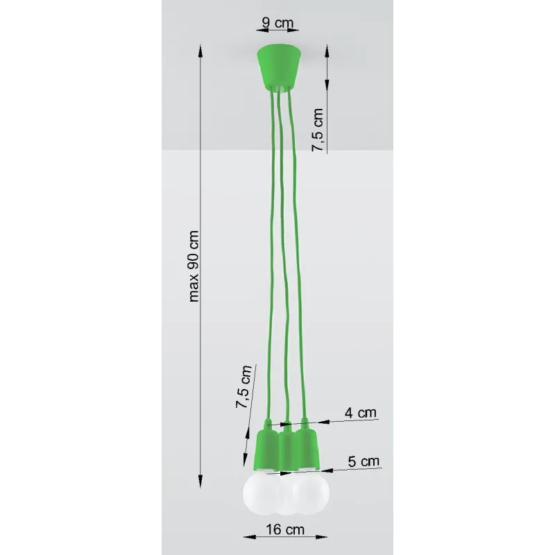 Suspension DIEGO 3, PVC vert, E27 - Pas cher