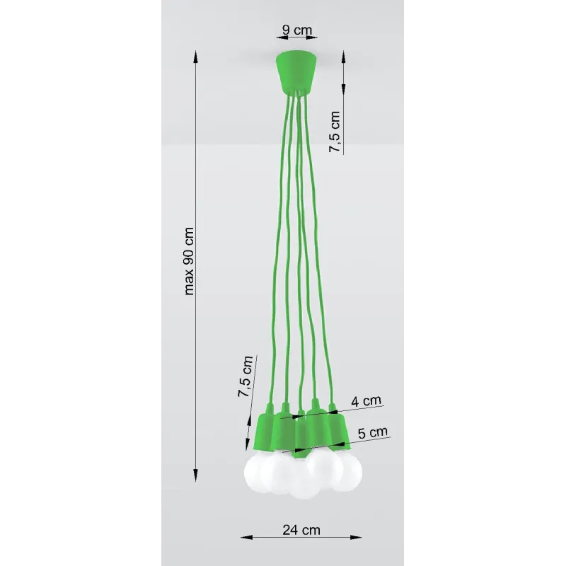 Suspension DIEGO 5, PVC vert, E27 - Pas cher