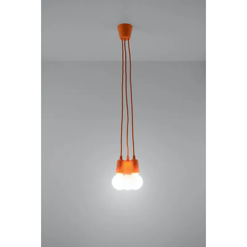 Suspension DIEGO 3, PVC orange, E27 - Pas cher