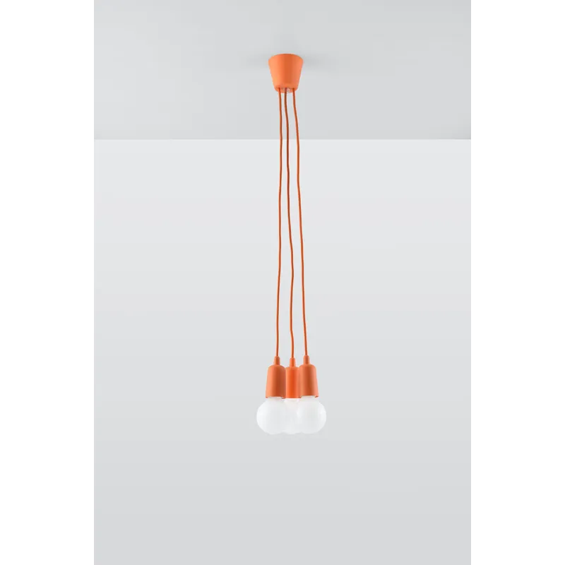 Suspension DIEGO 3, PVC orange, E27 - Pas cher