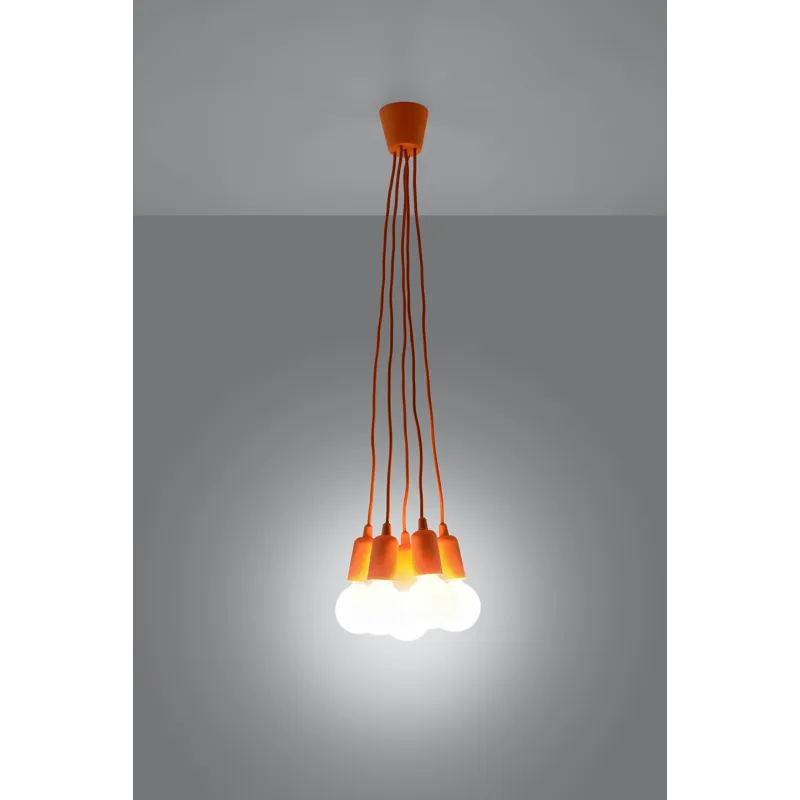 Suspension DIEGO 5, PVC orange, E27 - Pas cher