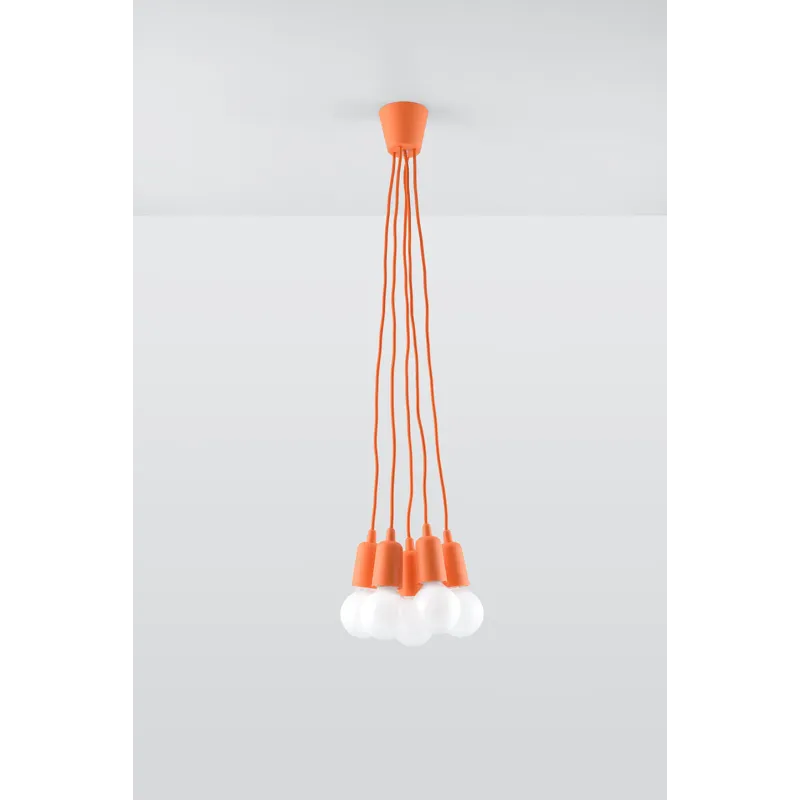 Suspension DIEGO 5, PVC orange, E27 - Pas cher