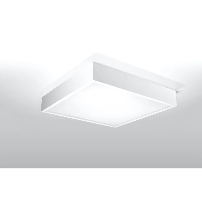 Plafonnier CANTE, bois/PVC, blanc, LED intégrée - Pas cher