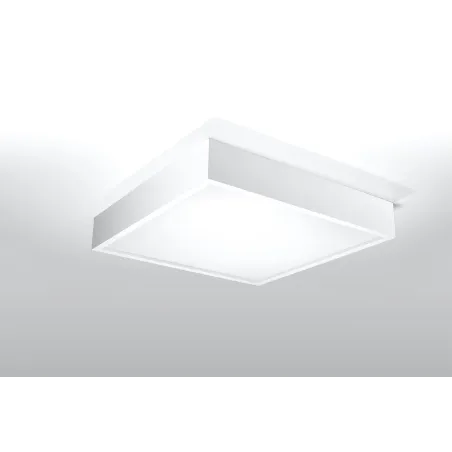 Plafonnier CANTE, bois/PVC, blanc, LED intégrée - Pas cher