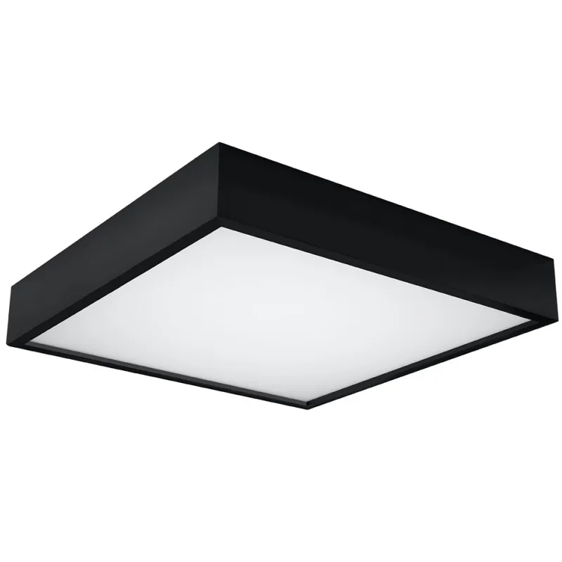 Plafonnier CANTE, bois/PVC, noir, LED intégrée - Pas cher