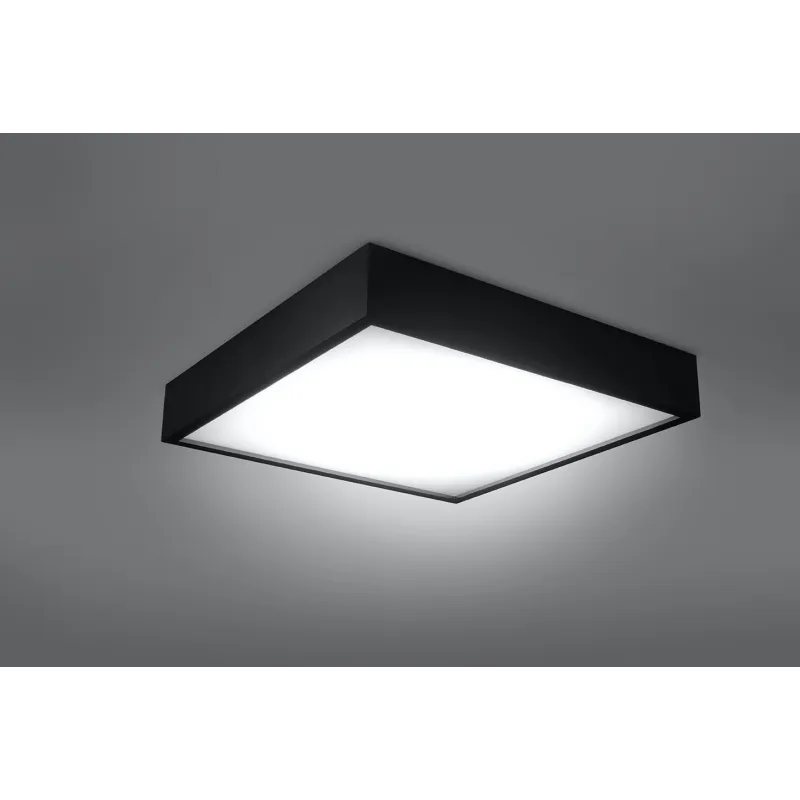 Plafonnier CANTE, bois/PVC, noir, LED intégrée - Pas cher