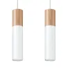 Suspension PABLO 2, acier/bois, blanc/naturel, GU10 - Pas cher