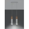Suspension PABLO 2, acier/bois, blanc/naturel, GU10 - Pas cher