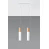 Suspension PABLO 2, acier/bois, blanc/naturel, GU10 - Pas cher