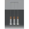 Suspension PABLO 3, acier/bois, blanc/naturel, GU10 - Pas cher