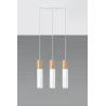 Suspension PABLO 3, acier/bois, blanc/naturel, GU10 - Pas cher