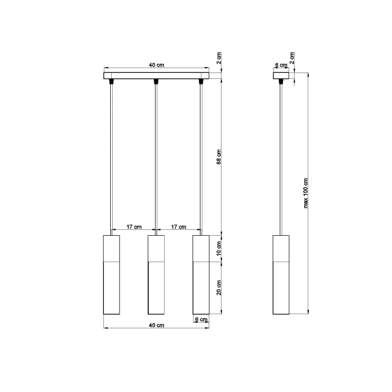 Suspension PABLO 3, acier/bois, blanc/naturel, GU10 - Pas cher