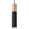 Suspension PABLO, acier/bois, noir/naturel, GU10 - Pas cher
