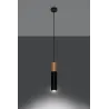 Suspension PABLO, acier/bois, noir/naturel, GU10 - Pas cher