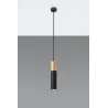 Suspension PABLO, acier/bois, noir/naturel, GU10 - Pas cher