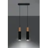 Suspension PABLO 2, acier/bois, noir/naturel, GU10 - Pas cher