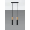 Suspension PABLO 2, acier/bois, noir/naturel, GU10 - Pas cher