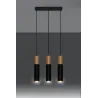 Suspension PABLO 3, acier/bois, noir/naturel, GU10 - Pas cher